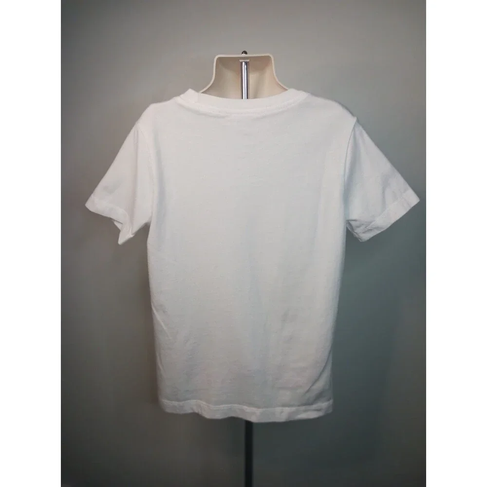 The Nike Tee White Short Sleeve Black Red Logo 100% Cotton Boys Size Small